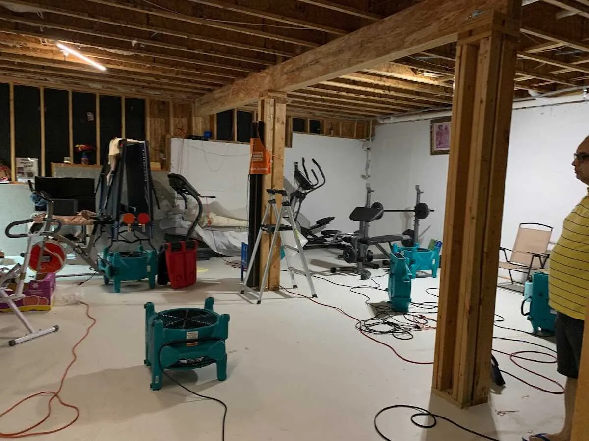 Basement drying equipment setup for Structural Drying in California City